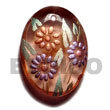 Oval 35mmx25mm Transparent Brown Resin W/ Handpainted Design -