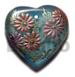Heart 35mm Transparent Blue Resin W/ Handpainted Design - Flora