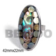 haute hippie ring adjustable metal oval embossed laminated brown