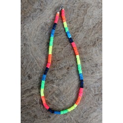 Neon Puka Shell Necklace Rainbow Color
